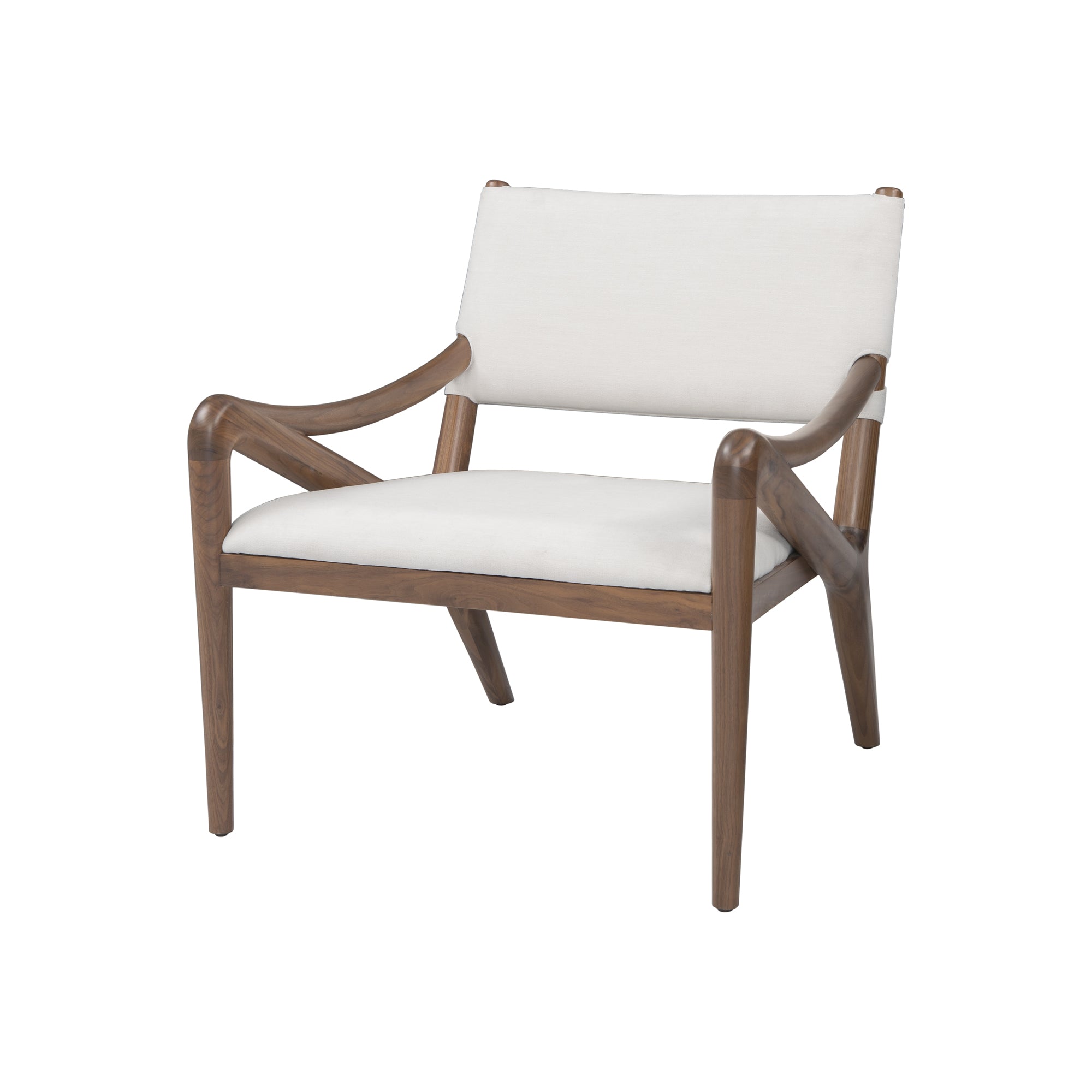 Walnut Crombie Armchair – Walnut Frame With Sand White Upholstery