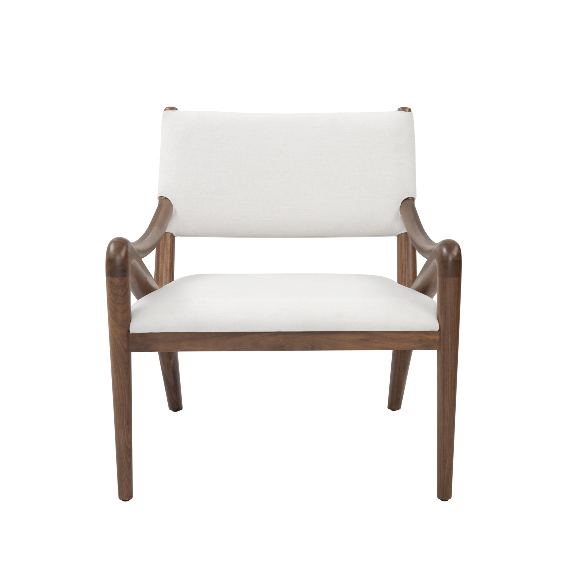 Walnut Crombie Armchair – Walnut Frame With Sand White Upholstery