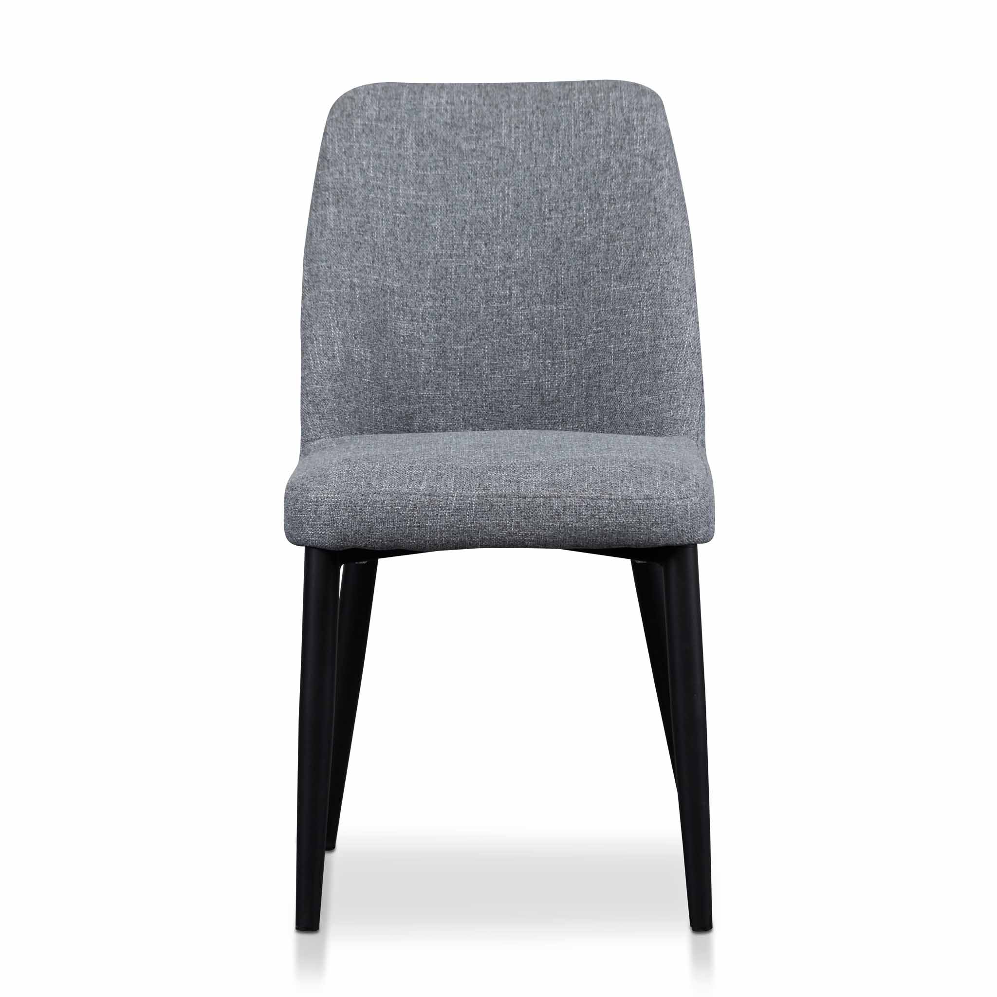 Emmitt Fabric Dining Chair - Pebble Grey in Black Legs (Set of 2)