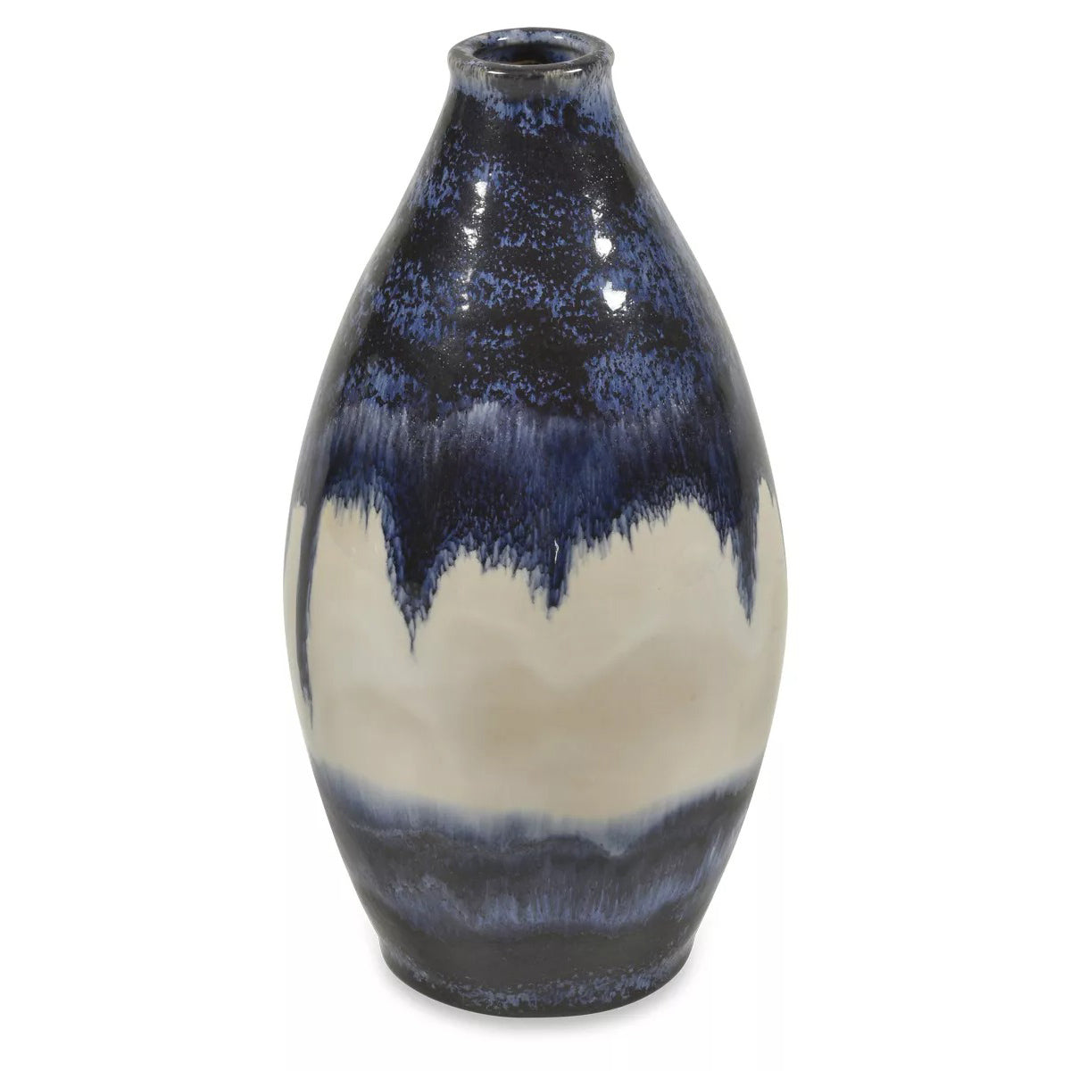 Mediterranean Ceramic Glazed Vase Medium - Blue/White