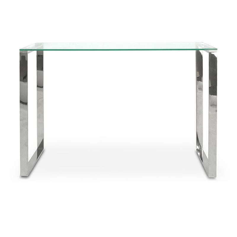 Freder Console Table With Tempered Glass - Polished Stainless Steel