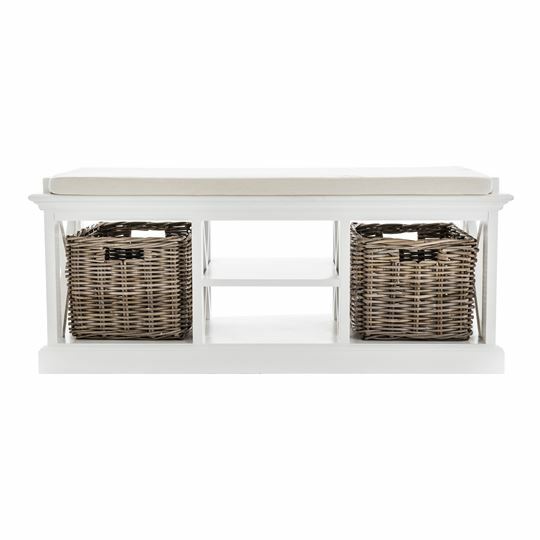 Halifax Coastal Style Bench & Basket Set
