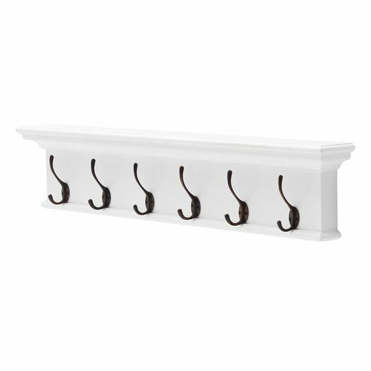 Halifax Mahogany 6 Hook Coat Rack - White