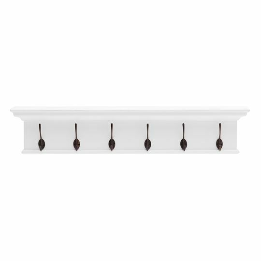 Halifax Mahogany 6 Hook Coat Rack - White