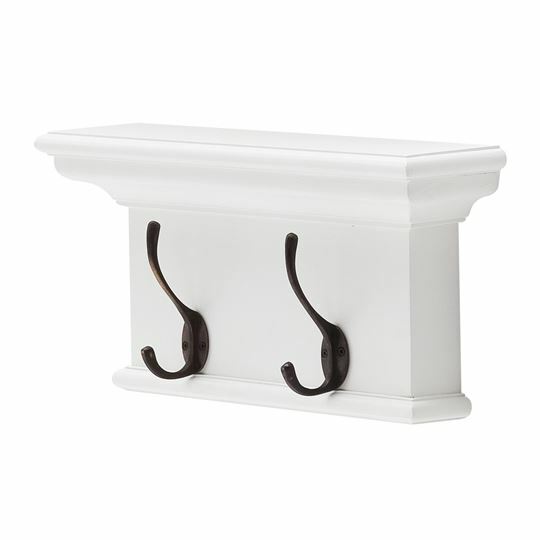 Halifax Mahogany 2 Hook Coat Rack - White