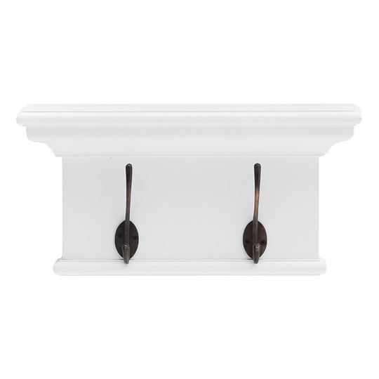 Halifax Mahogany 2 Hook Coat Rack - White