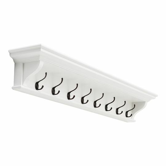 Halifax Mahogany 8 Hook Coat Rack 130cm - White