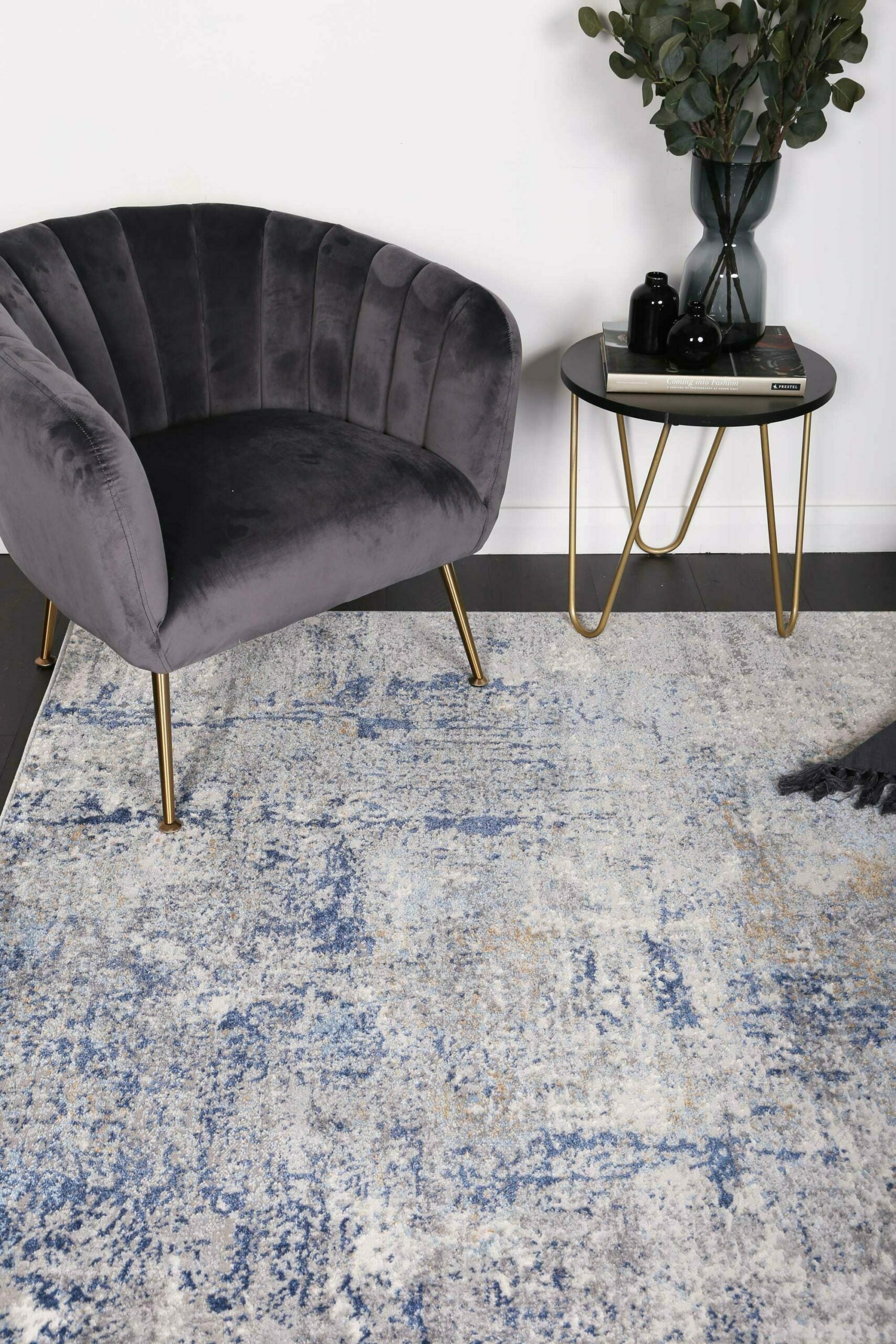 Amelia Navy Blue Modern Rug 80x300cm