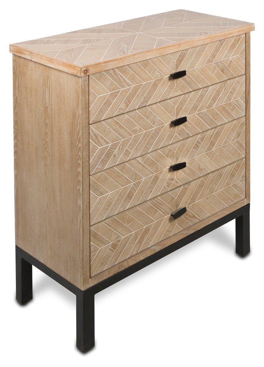 Kensington Wood and Metal 4 Drawer Cabinet