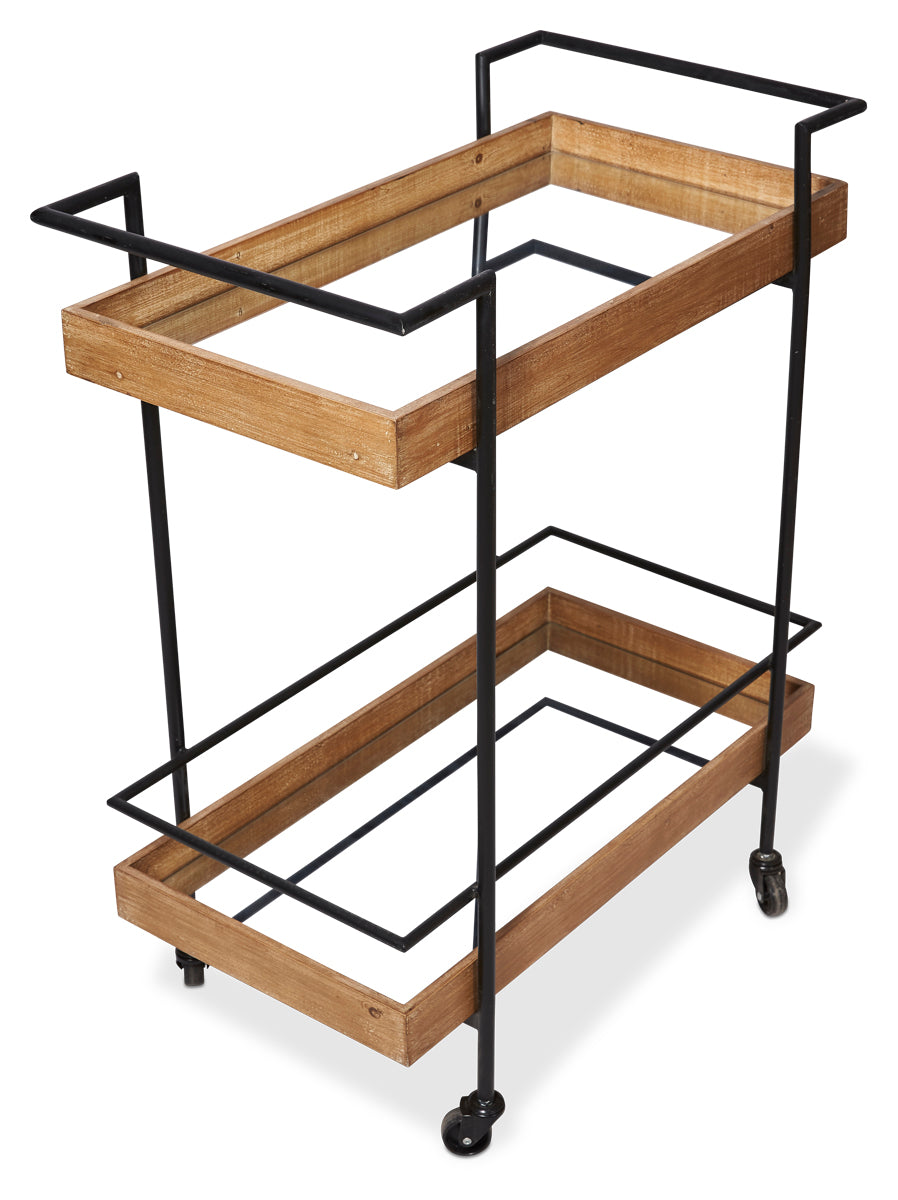 Heritage Wood And Mirror Kitchen Trolley - Natural