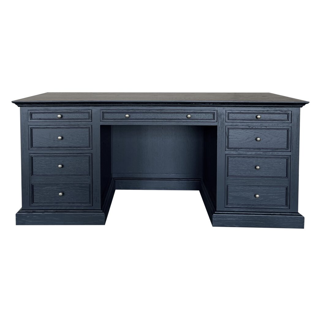 French Panel Desk - Black Oak 180cm
