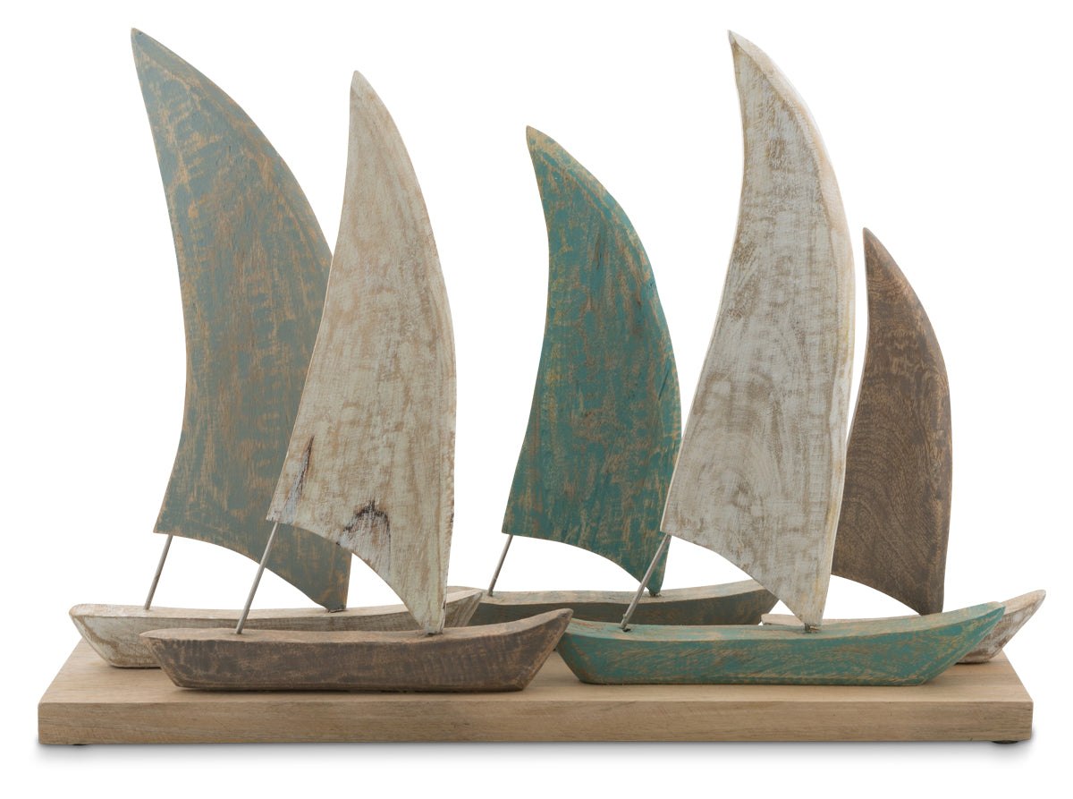 Cottesloe Washed Mango Wood Boats on Iron Frame (Set of 5)
