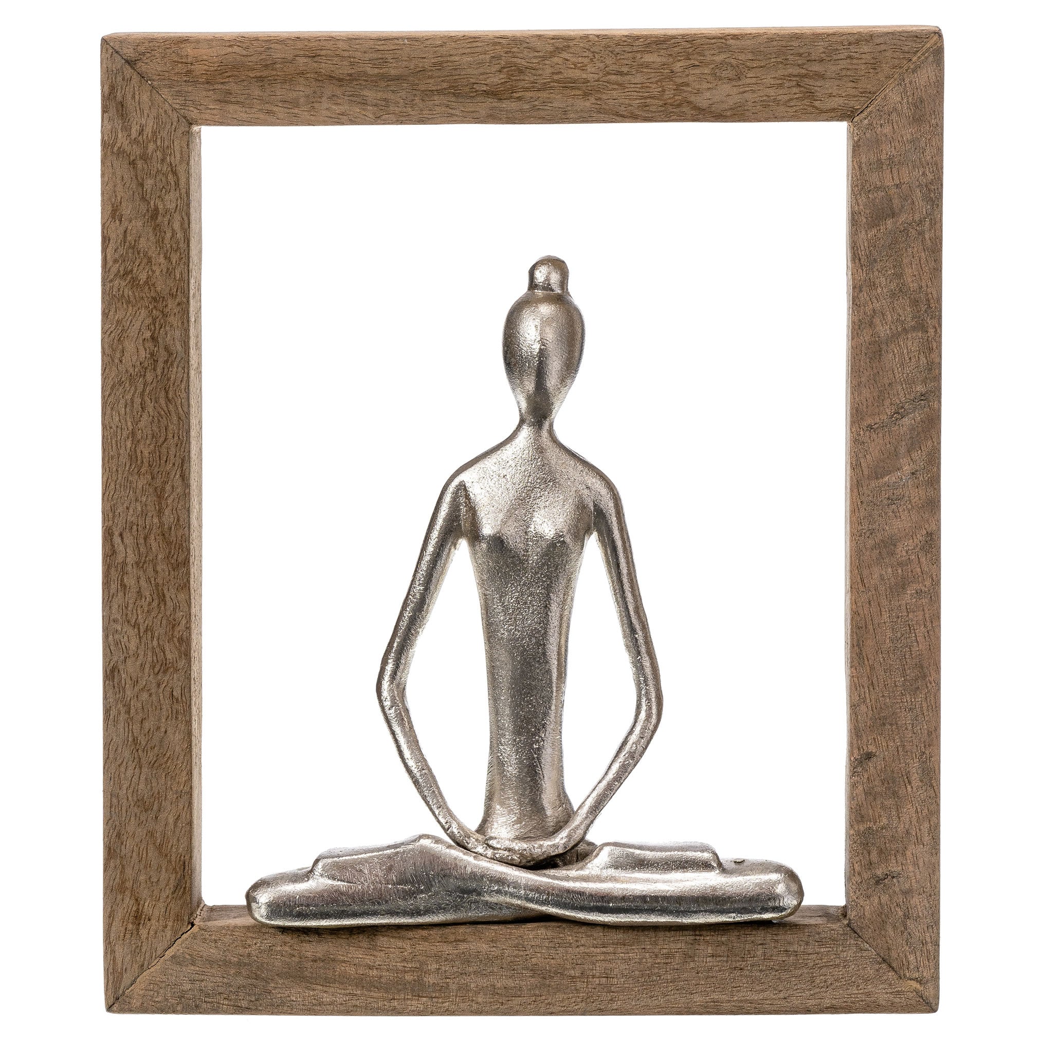 Sitting Yoga Lady In Frame - Silver