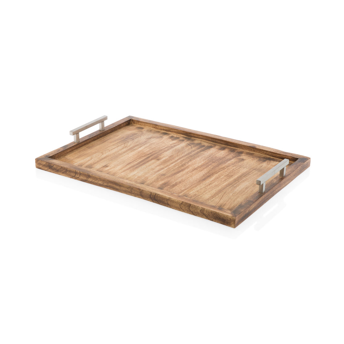 Rectanglewood Tray With Steel Handles
