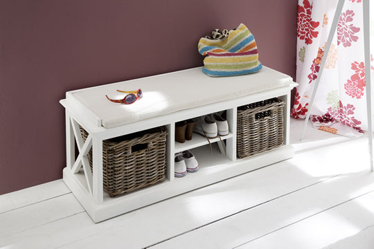 Halifax Coastal Style Bench & Basket Set