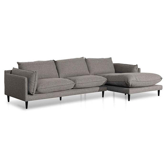 Lucio 4 Seater Right Chaise Fabric Sofa - Graphite Grey