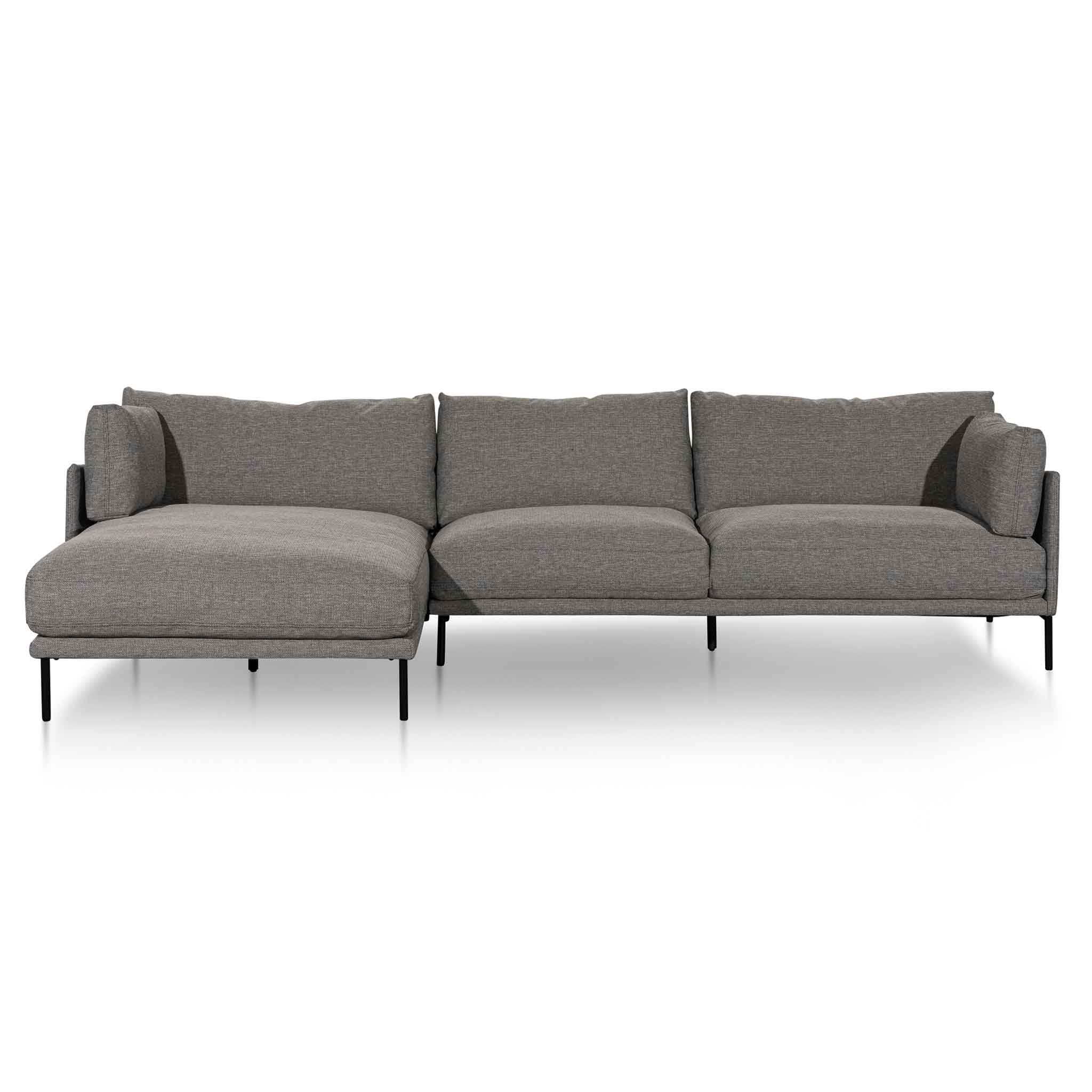 Emilis 4 Seater Left Chaise Fabric Sofa - Graphite Grey