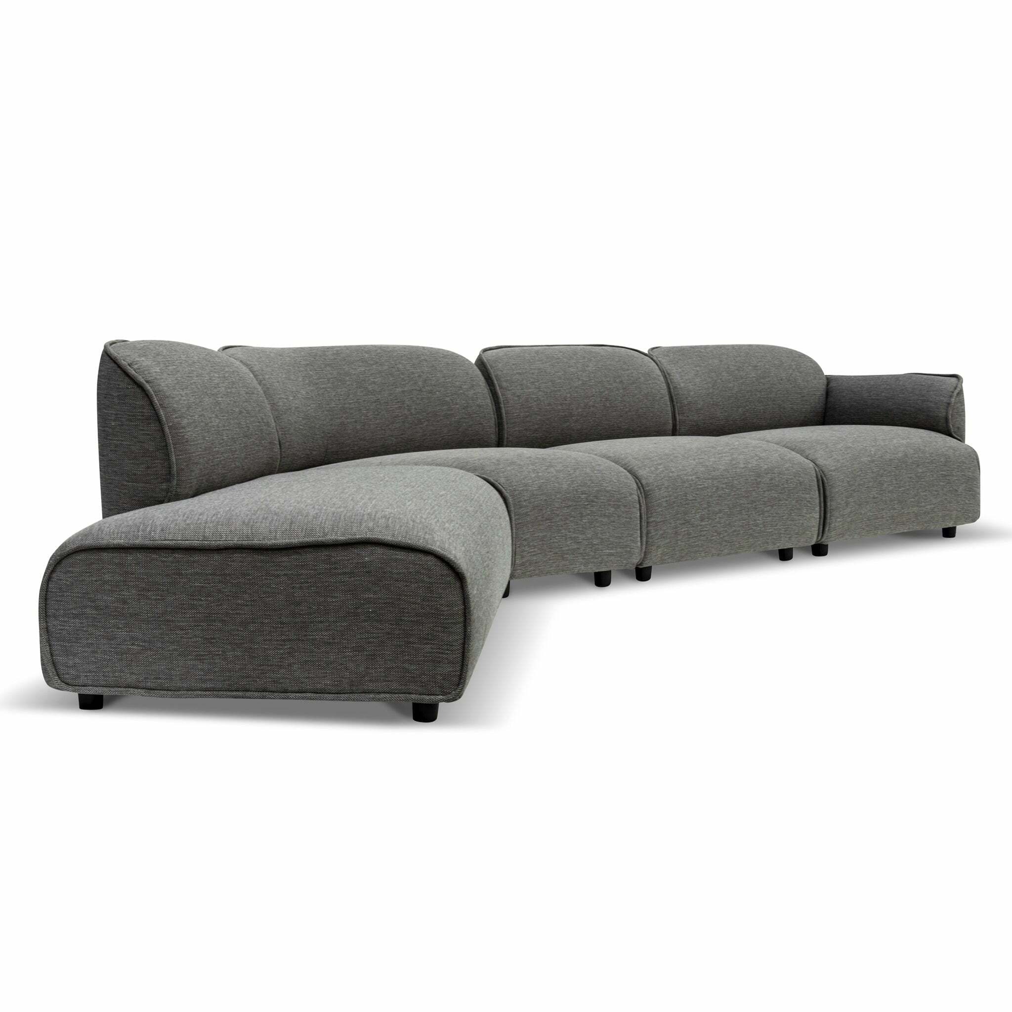 Alvaro Right Return Modular Fabric Corner Sofa - Graphite Grey