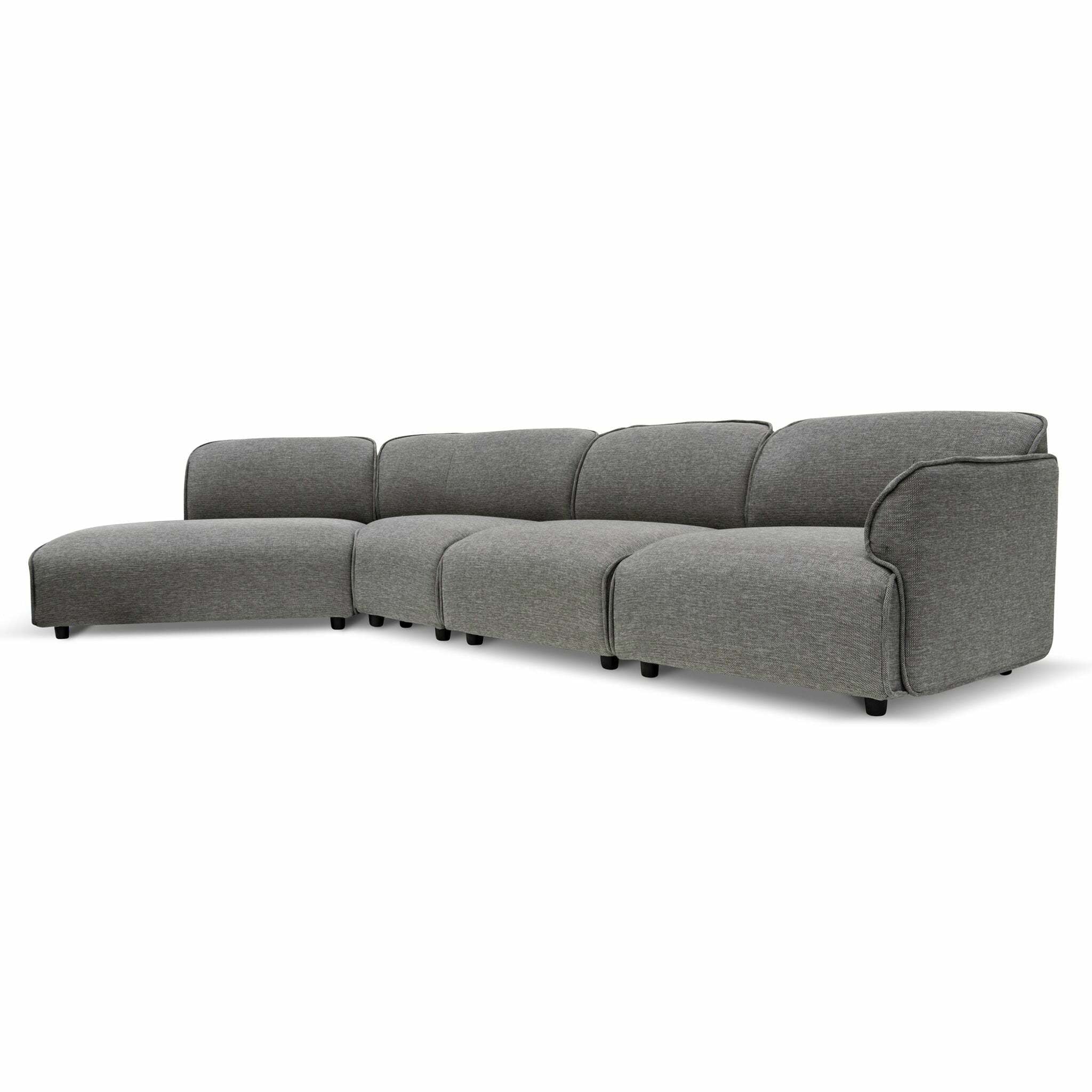 Alvaro Left Return Modular Fabric Corner Sofa - Graphite Grey