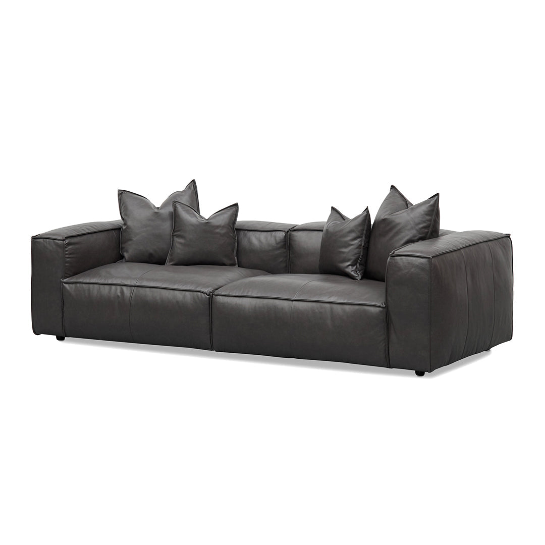 Loft 4 Seater Sofa with Cushion and Pillow - Shadow Grey Leather