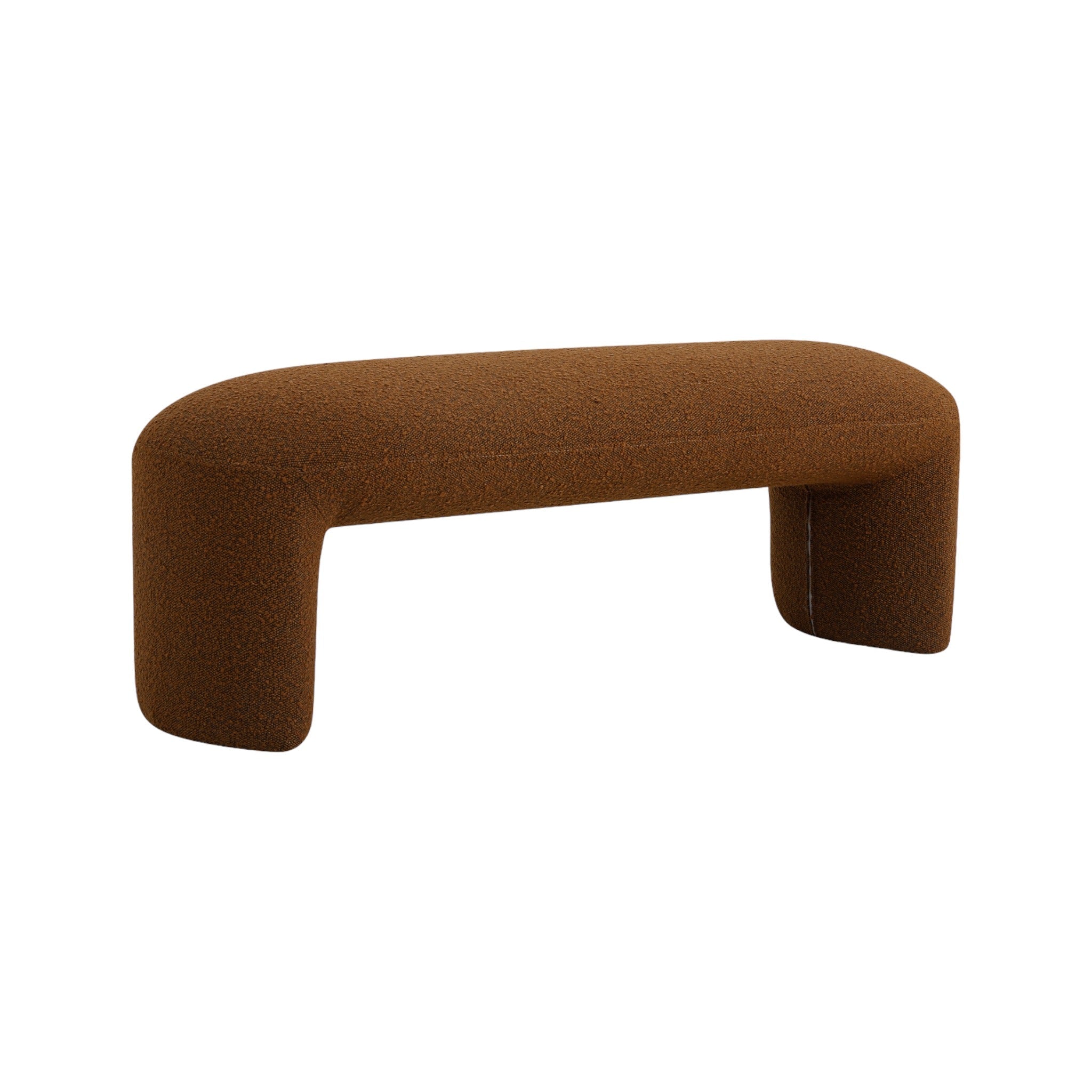 Everet 1.2m Long Ottoman Bench - Brown Boucle