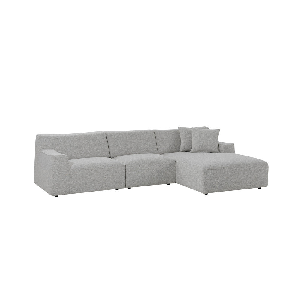 Marlin 3 Seater Right Chaise Fabric Sofa - Clay Grey