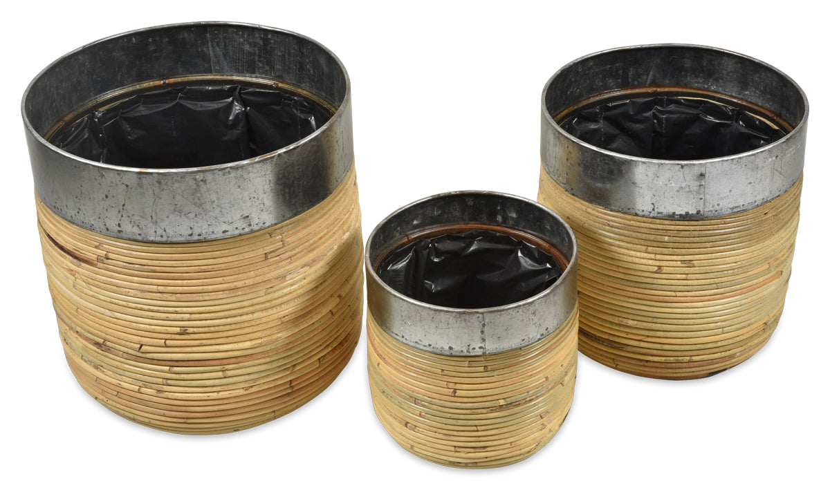 Rattan Planters With Lining - Natural (Set of 3)