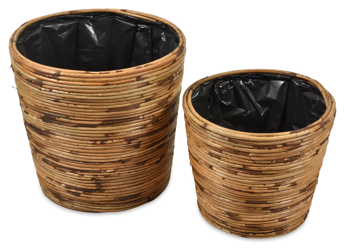 Rattan Pots with Pot Inner - Natural (Set of 2)