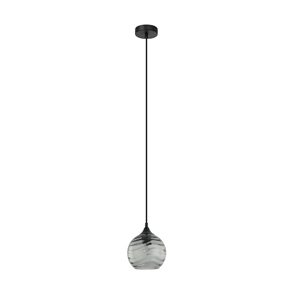 Pendant Light ES OD170mm H180mm Wine Glass Smokey Black Wavy Glass