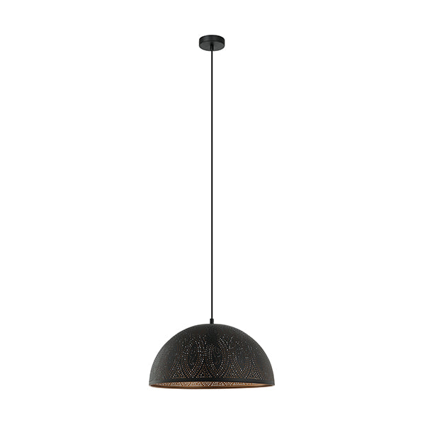 Pendant Light ES OD400mm Dome Black with Gold