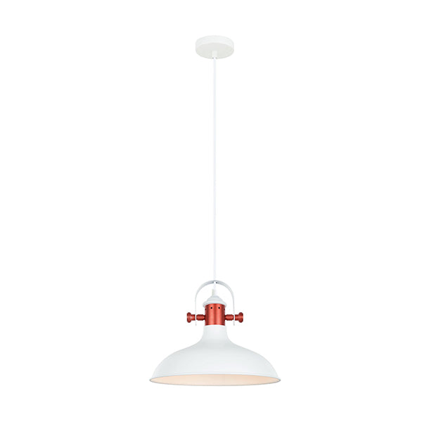 Pendant Light ES Matte White Dome with Copper Highlights OD360mm
