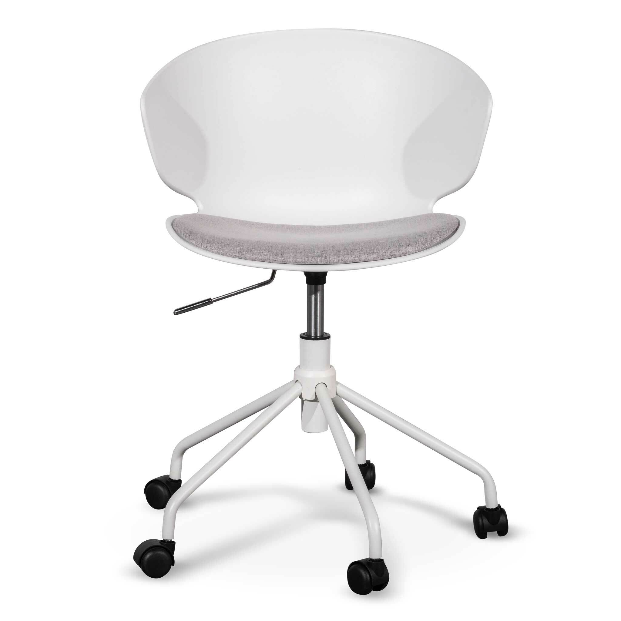 Betrillo White Office Chair - Light Grey Seat