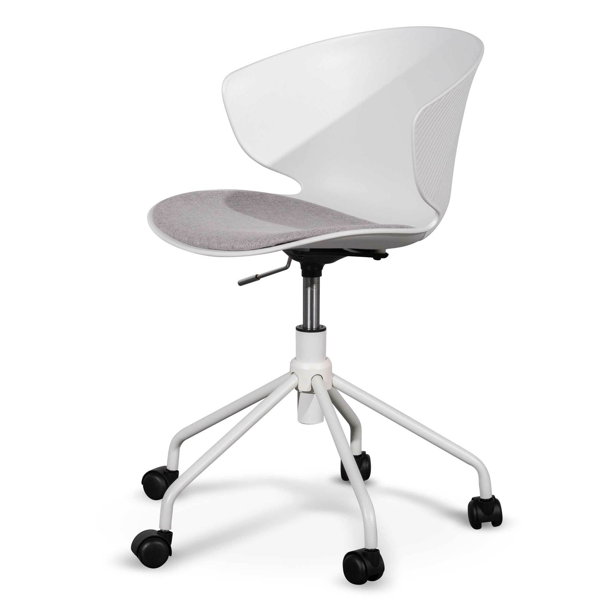 Betrillo White Office Chair - Light Grey Seat