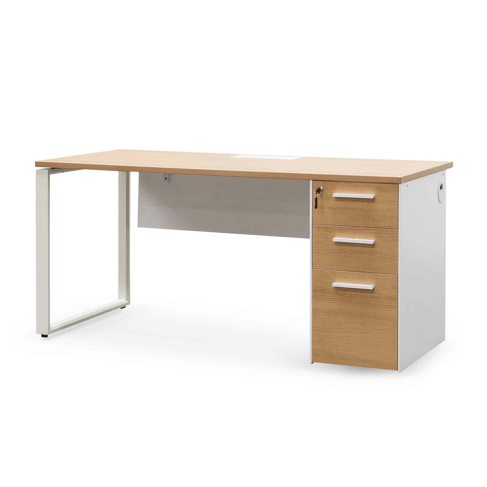 Halo 1 Seater Office Desk - Natural and White