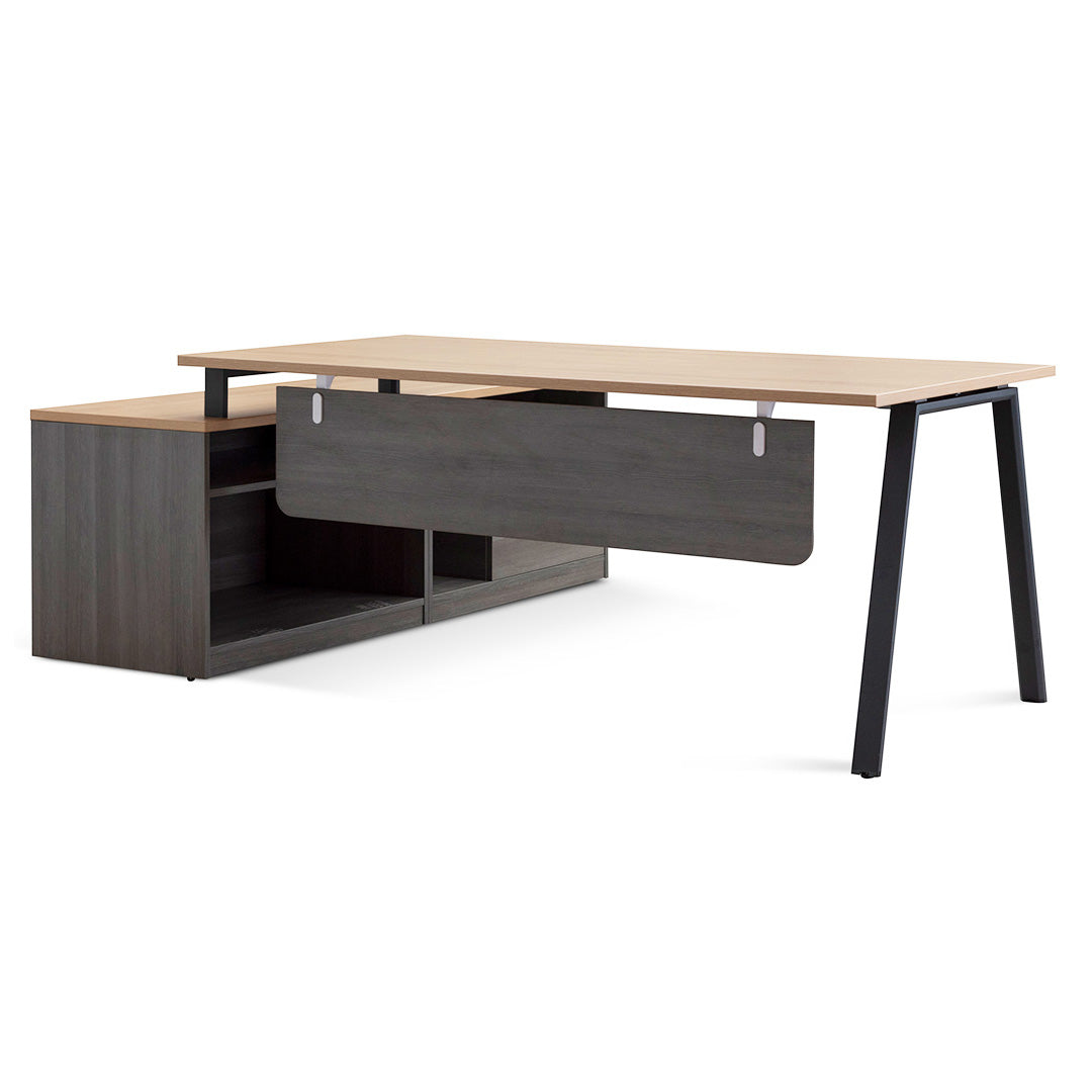 Cuevas 1.8m Right Return Office Desk - Black with Natural Top