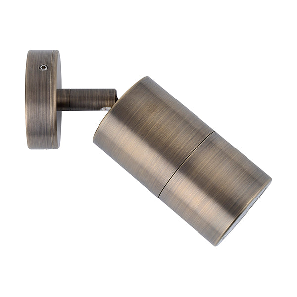 Pillar Light Single Adjustable GU10 Antique Brass IP65 Round Back plate