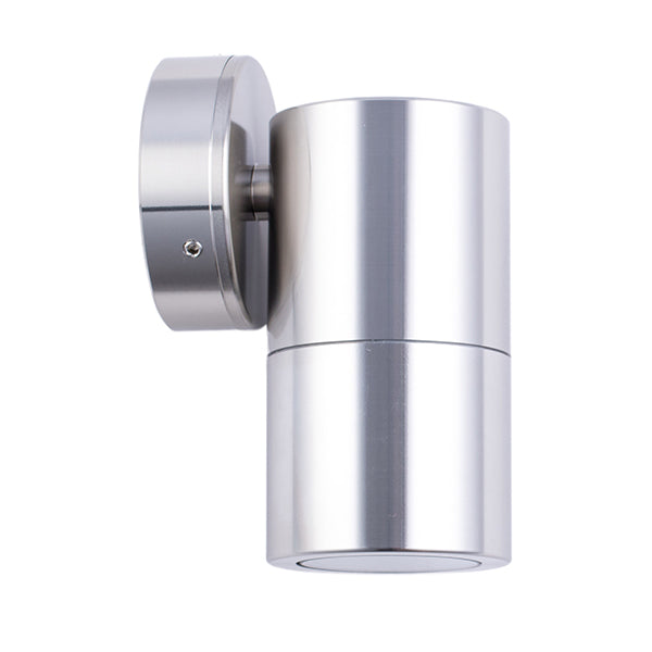 Pillar Light Fixed GU10 Shiny Silver IP65 Round Back plate