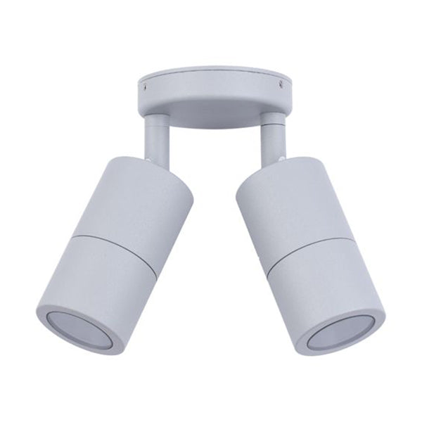Pillar Light Double Adjustable GU10 Matte Grey IP65 Round Back plate
