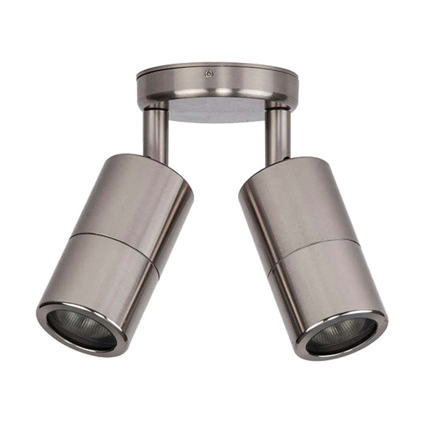 Pillar Light Double Adjustable GU10 Stainless Steel 316 IP65 Round Back plate