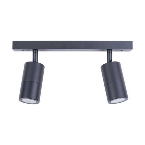 Pillar Light Double Adjustable GU10 Black IP44 Rectangular Bar Back plate