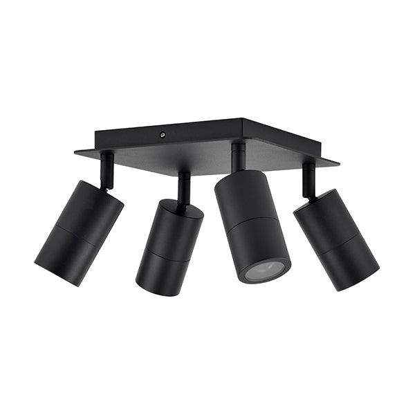 Pillar Light Adjustable 4 Light GU10 Black IP44 Square Back plate