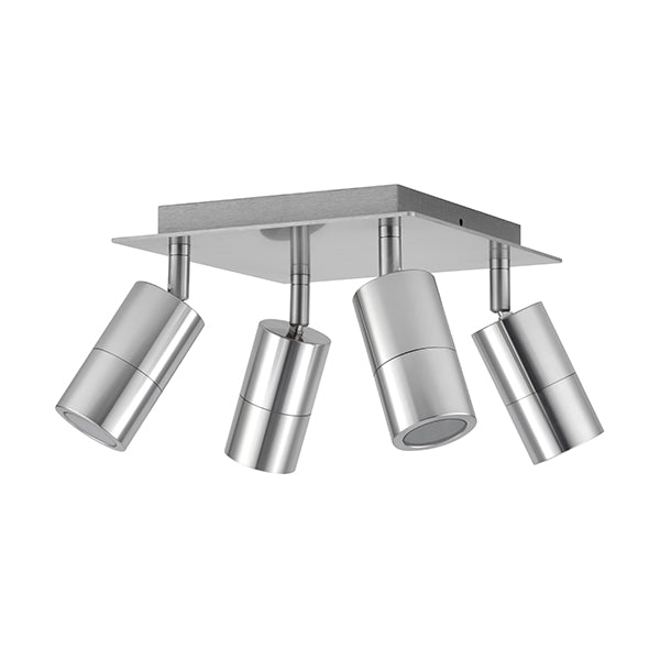 Pillar Light Adjustable 4 Light GU10 Titanium IP44 Square Back plate