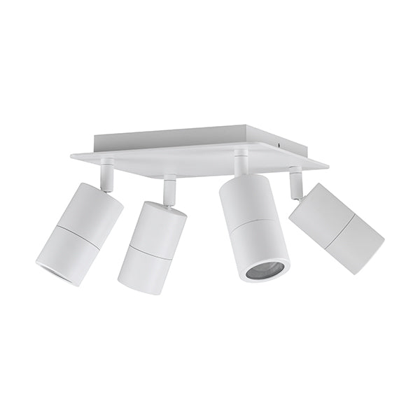 Pillar Light Adjustable 4 Light GU10 White IP44 Square Back plate
