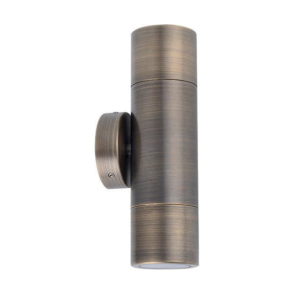 Pillar Light Up / Down GU10 Antique Brass IP65 Round Back plate