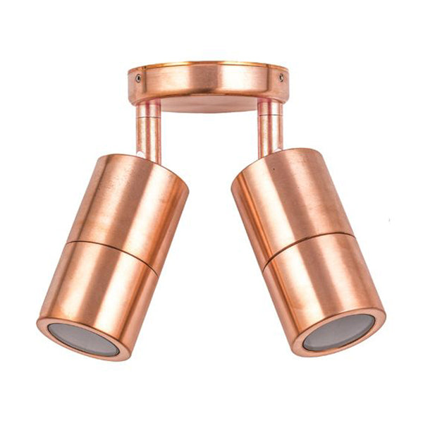 Pillar Light Double Adjustable 12V MR16 Copper IP65 Round Back plate