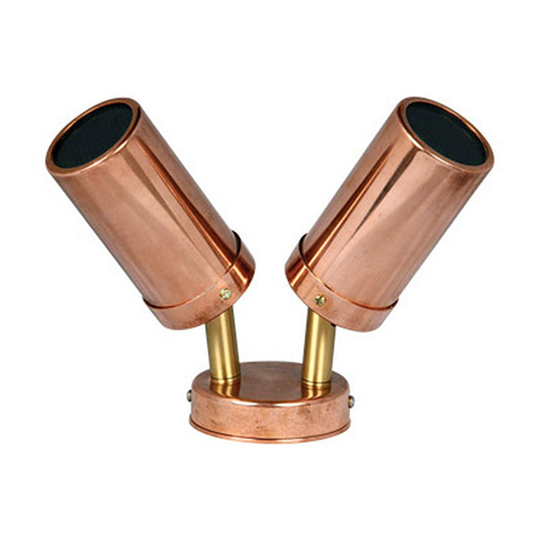 Pillar Light Double Adjustable 12V MR16 Copper IP65 Round Back plate with Brass Anti-Glare
