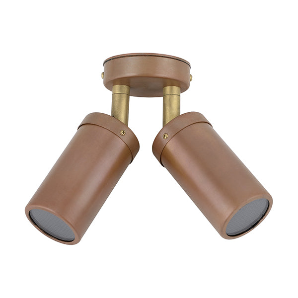 Pillar Light Double Adjustable 12V MR16 Copper IP65 Round Back plate Anti-Glare