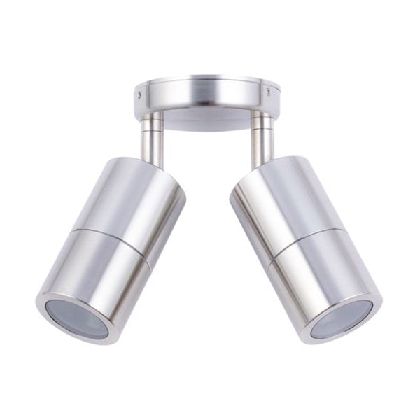 Pillar Light Double Adjustable 12V MR16 Stainless Steel 316 IP65 Round Back plate