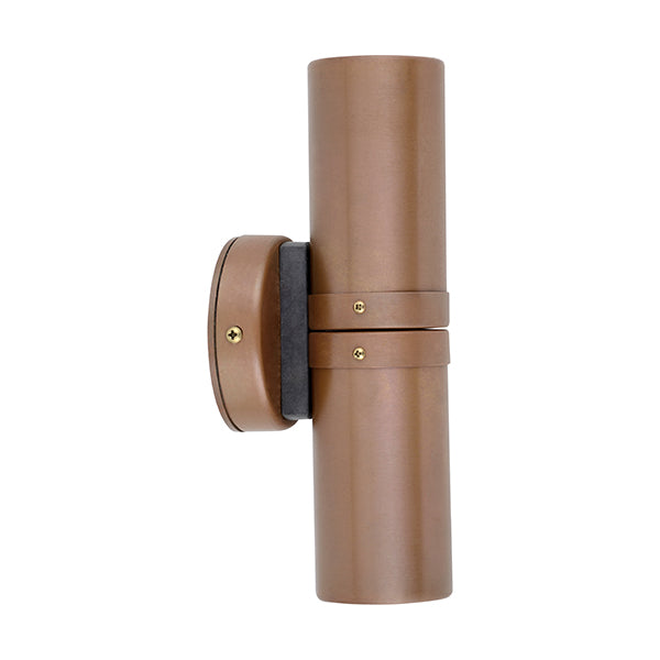 Pillar Light Up / Down 12V MR16 Aged Copper IP65 Round Back plate Anti-Glare