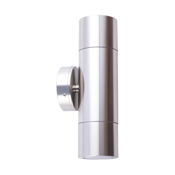 Pillar Light Up / Down 12V MR16 Shiny Silver IP65 Round Back plate